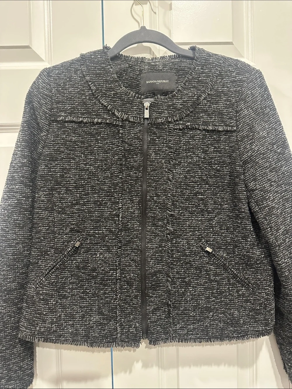 Banana Republic Women's Black Tweed Zip Jacket